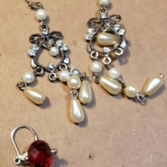 Estate Jewelry Lot Vintage Rhinestones Earrings Chunky Choker - Picture 6 of 8